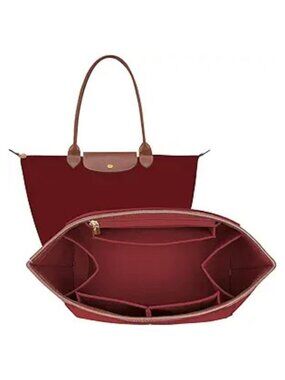 Felt Organizer Insert for Longchamp Le Pliage L Bag Large Leather Edge Red